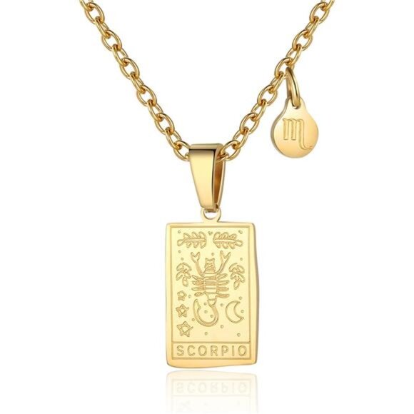 Zodiac Sign Necklace for Women Constellation Tarot Card Pendant Double Sided - Picture 8 of 14